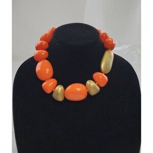 Vintage Kenneth Lane Orange Chunky Lucite Necklace Signed 1980's